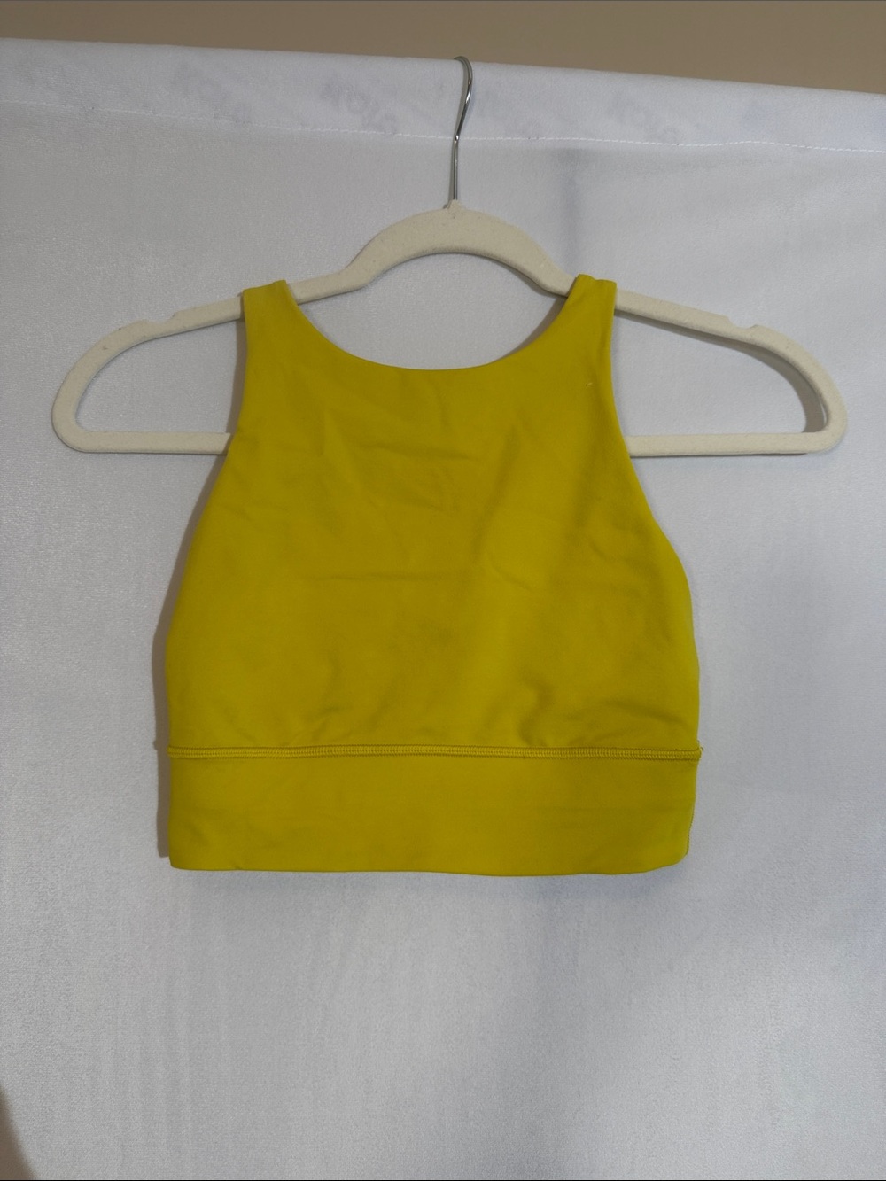 Lululemon Sports Bra Size 4 High Neck Cross Back Citron Yellow Color